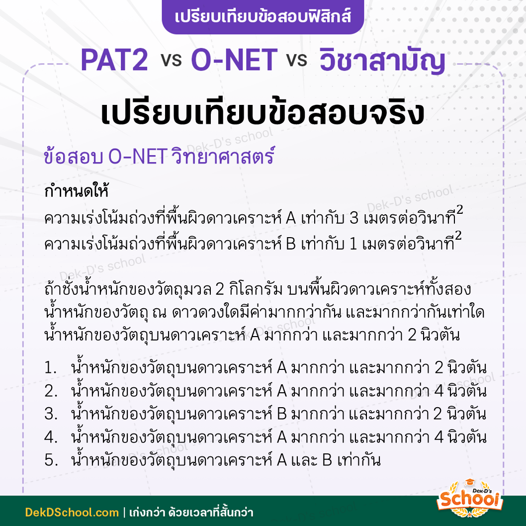 ตัวอย่างโจทย์ข้อสอบ O-NET วิทยาศาสตร์