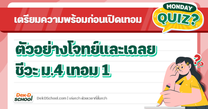 ตัวอย่างโจทย์ ชีวะ ม.4 เทอม 1 พร้อมแนะนำหลักสูตร เตรียมตัวก่อนเปิดเทอม