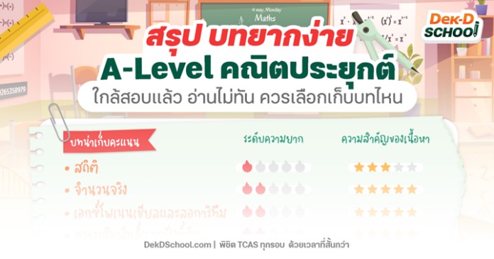Picture1 รวมบทยากง่าย A-Level คณิตประยุกต์ อ่านไม่ทัน ควรเก็บบทไหน