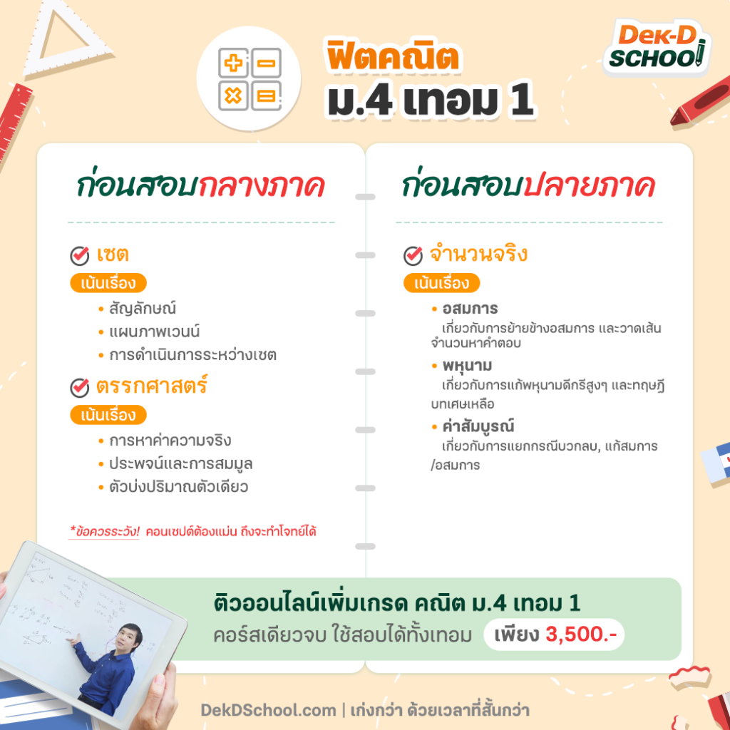 ติวออนไลน์ คณิต ม.4